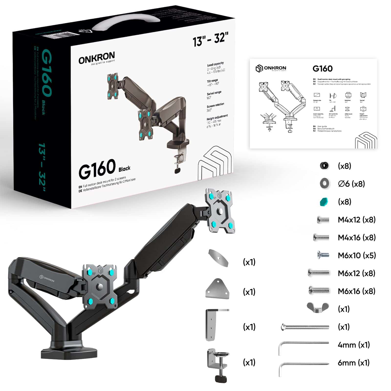 Montaje de Doble Monitor ONKRON para Pantallas de 13-32 - Imagen 10