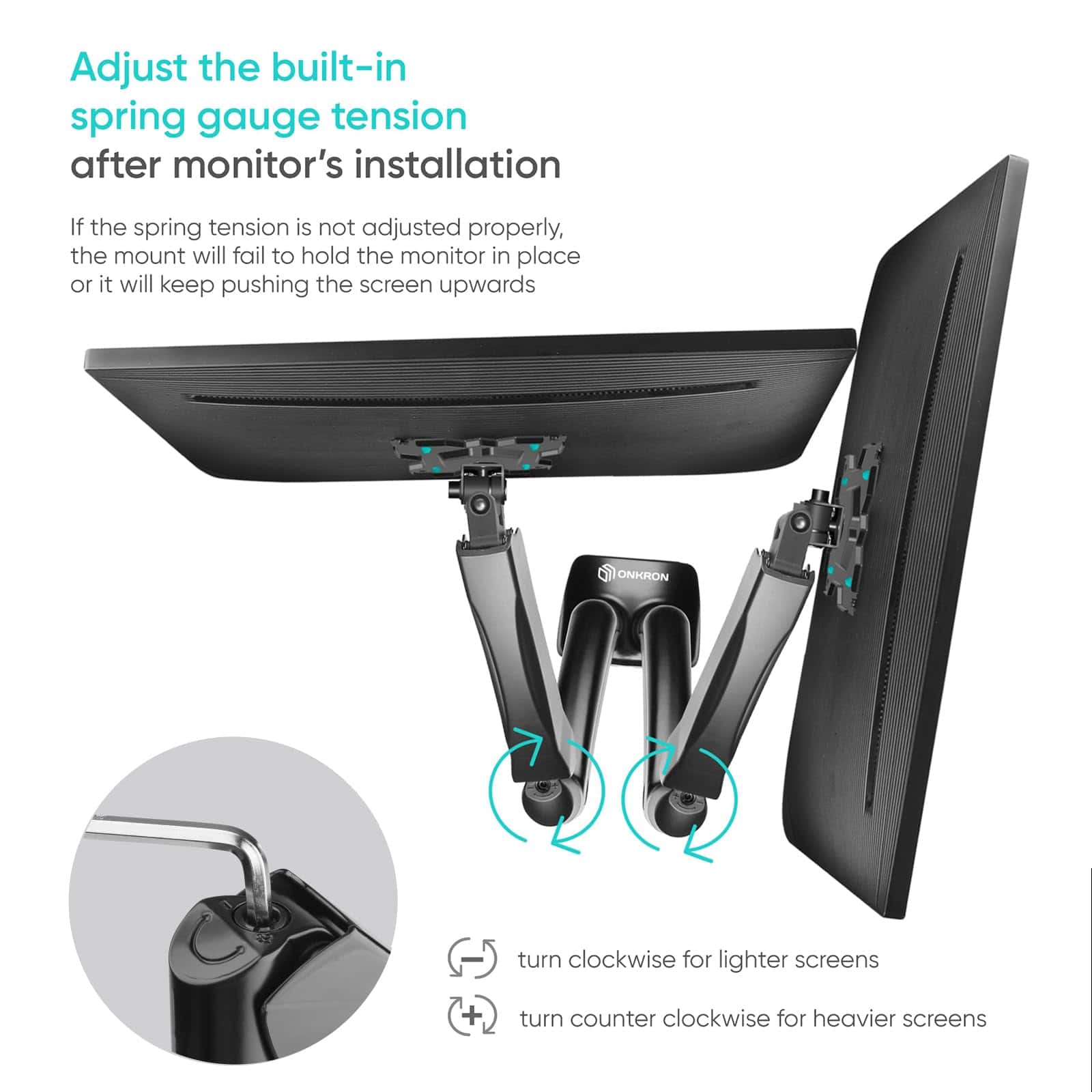 Montaje de Doble Monitor ONKRON para Pantallas de 13-32 - Imagen 8