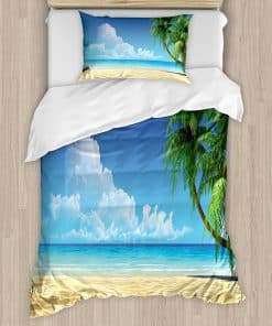 Juego de Funda Nórdica Ambesonne Ocean, Hojas de Palmera en