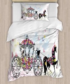 Set de Funda Nórdica Ambesonne Cartoon, Carroza de Flores