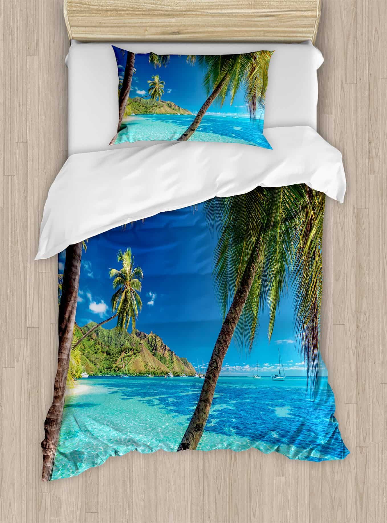 Juego de Funda Nórdica Ambesonne Ocean, Imagen de una Playa