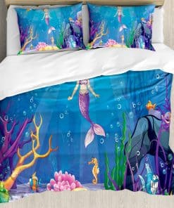 Juego de Funda Nórdica Ambesonne Sirena, -Azul Océano