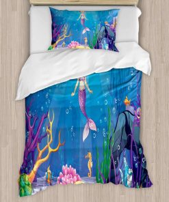 Set de Funda Nórdica Ambesonne Sirena, Mundo Submarino Niña