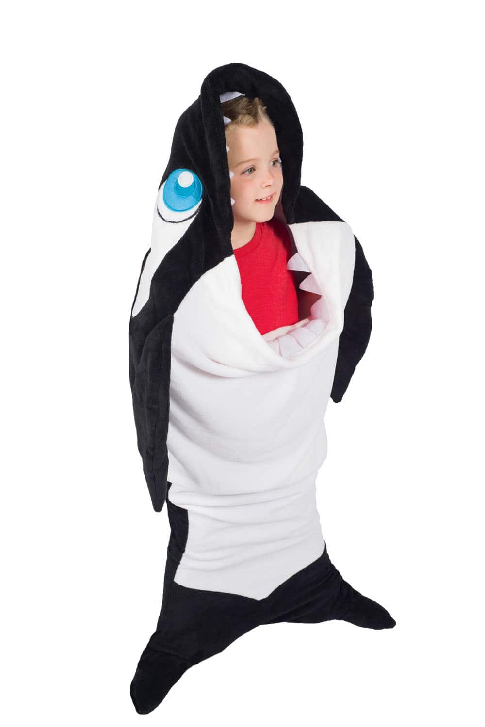 Manta con capucha portátil en forma de ballena orca de Fin