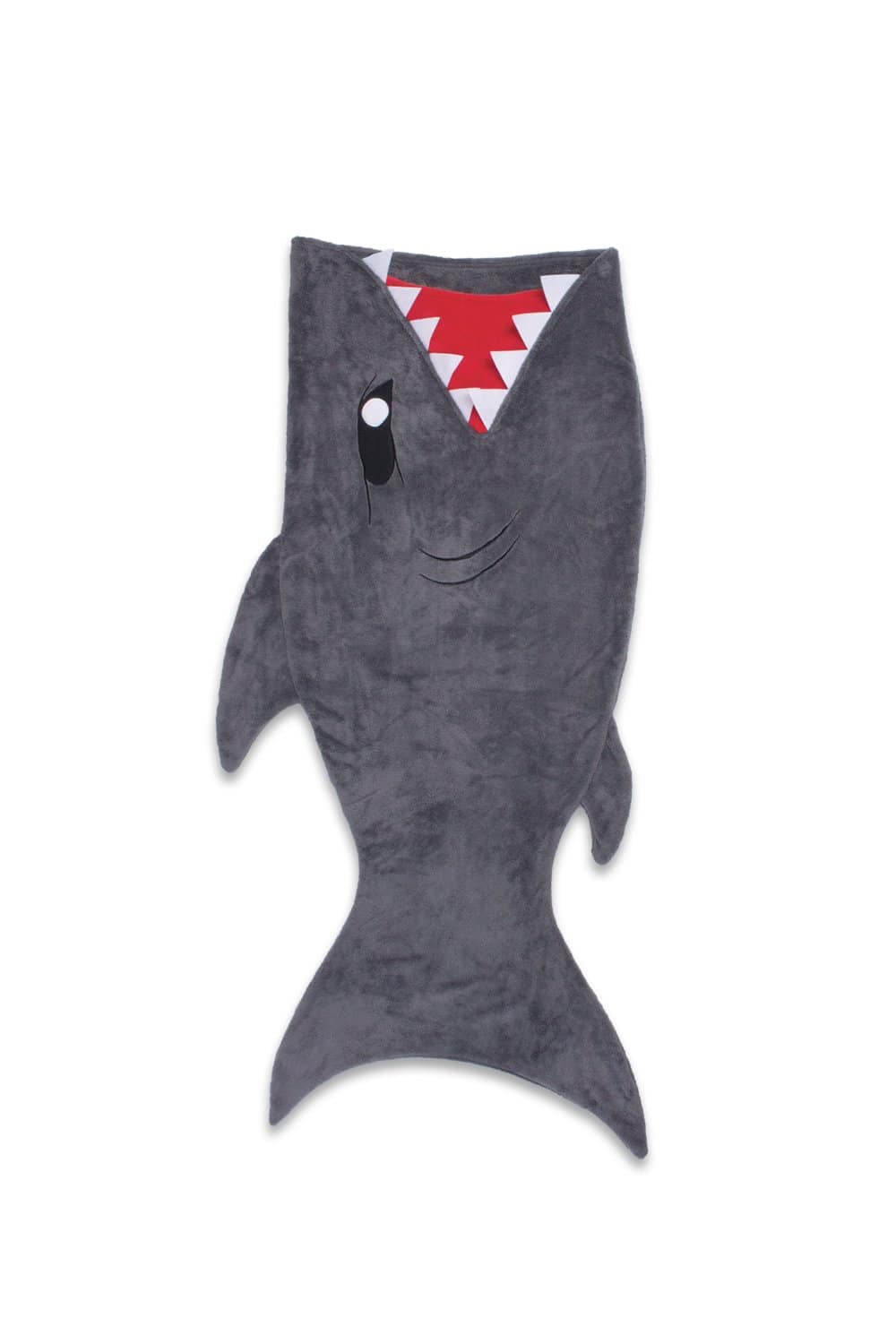 Manta con capucha portátil Fin Fun Shark para niños - Manta