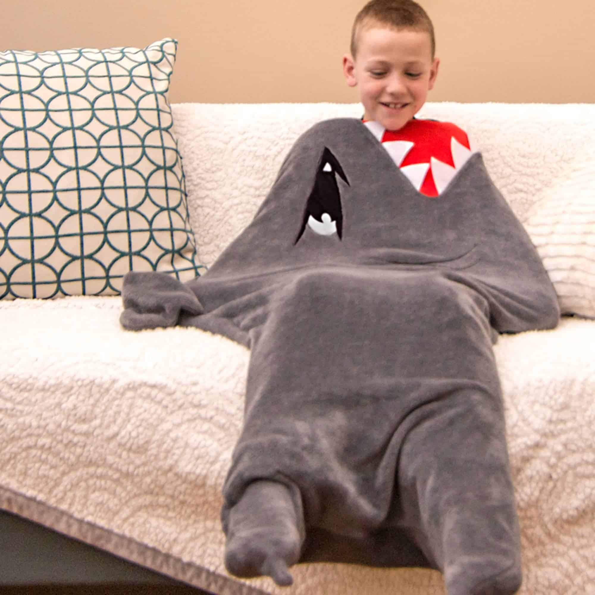 Manta con capucha portátil Fin Fun Shark para niños - Manta - Imagen 5