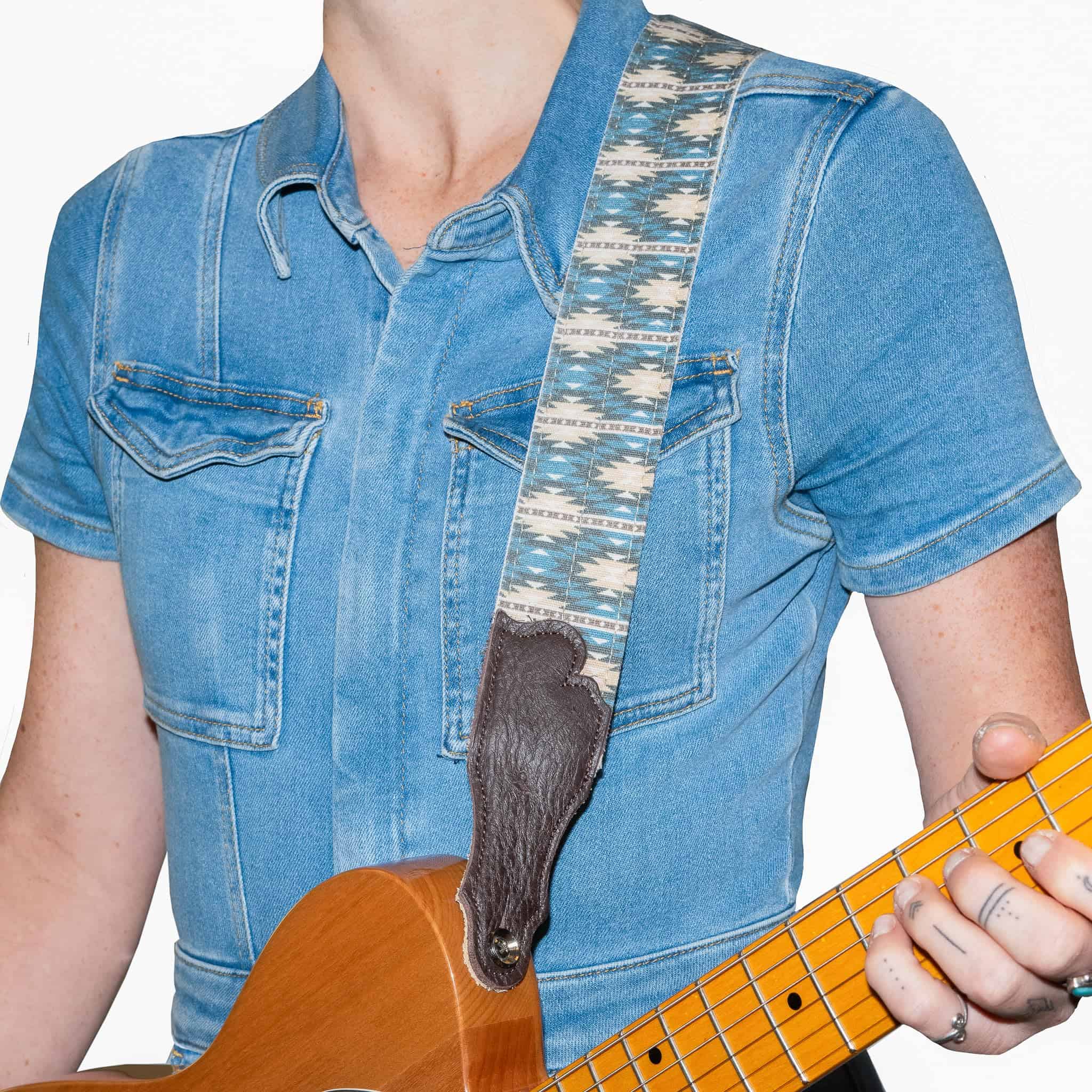 Correa para Guitarra Franklin - 2" Old Aztec - Azul con - Imagen 3