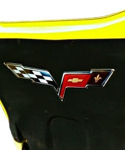 Emblema metálico del Corvette C6 con bandera cruzada, se