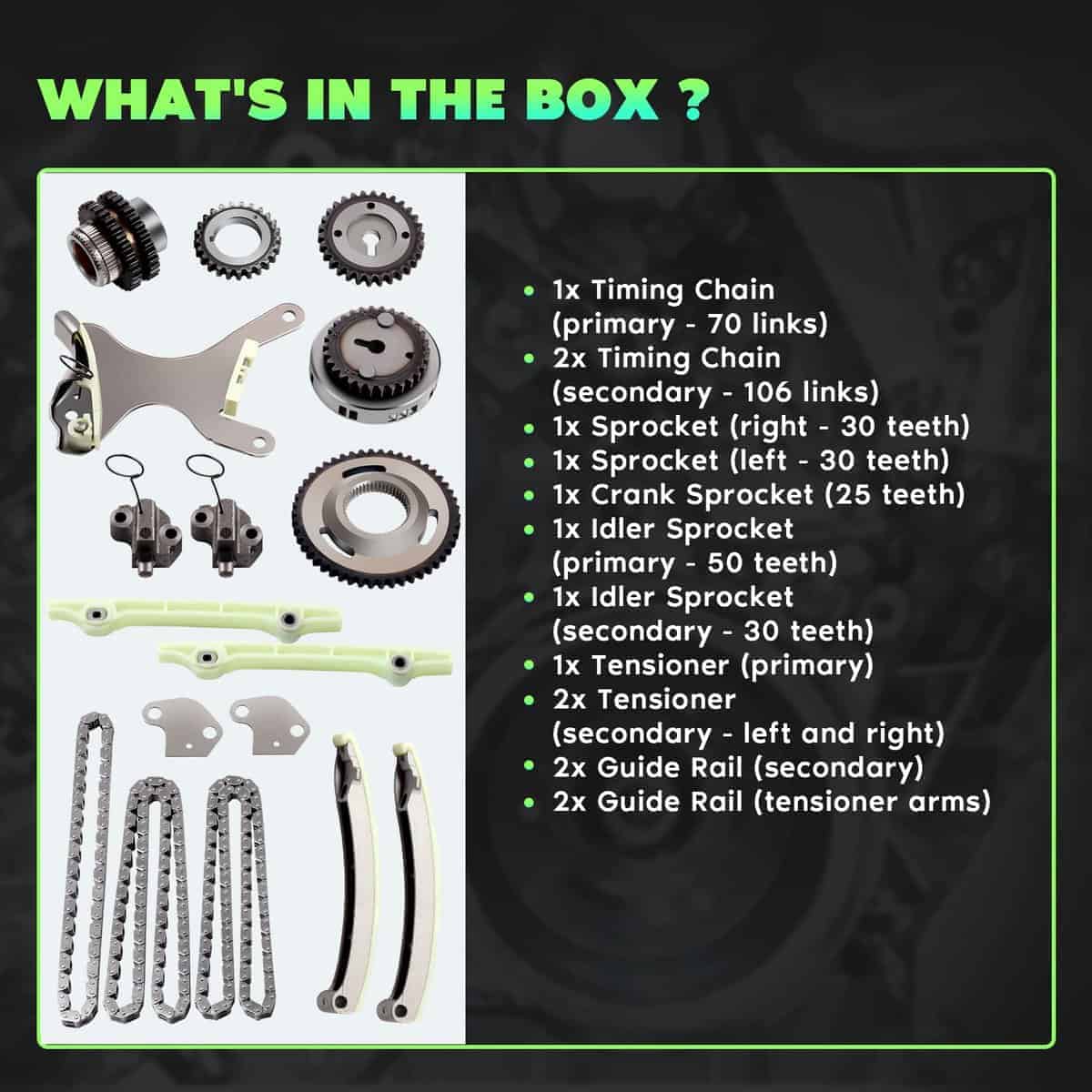 Kit de Cadena de Tiempo SCITOO TKMI047L con Tensor Guía - Imagen 3
