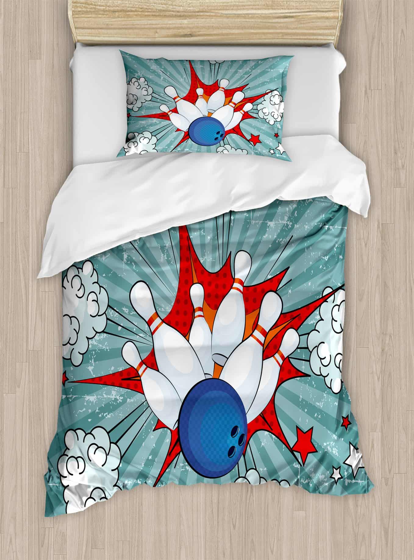 Ambesonne Juego de Funda nórdica de Fiesta de Bolos, Imagen