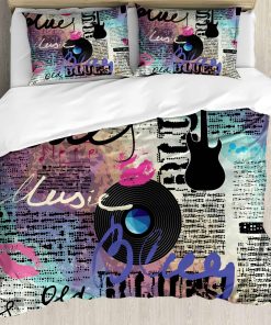 Juego de Funda Nórdica Ambesonne Old Newspaper, Retro Blues