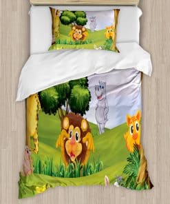 Ambesonne Juego de Funda nórdica Zoo, Animales en la