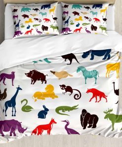 Juego de Funda nórdica Ambesonne Zoo, Siluetas de Animales