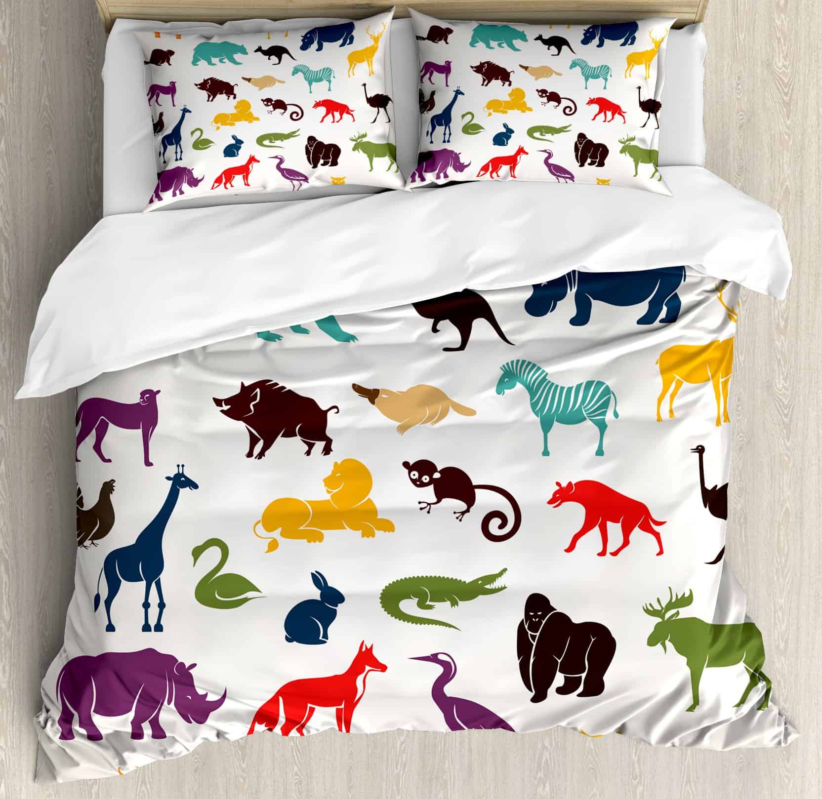 Juego de Funda nórdica Ambesonne Zoo, Siluetas de Animales