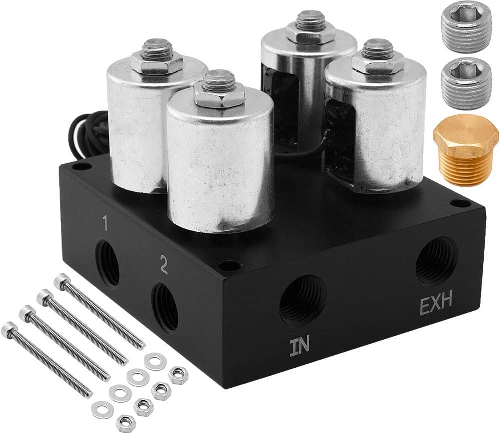 Vixen Air Suspension Valve Manifold 1/4" NPT Kit con 4