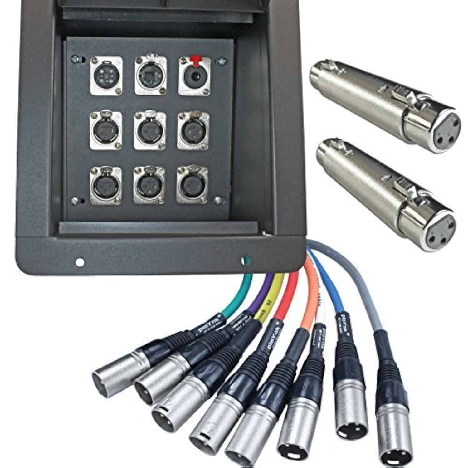 Caja de Piso Empotrada para Escenario de Audio -6-XLR F + 1