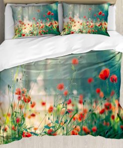 Juego de Funda nórdica Ambesonne Nature, Campo de amapolas