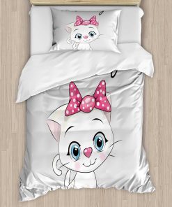 Set de Funda nórdica Ambesonne Kitten, Gato Blanco
