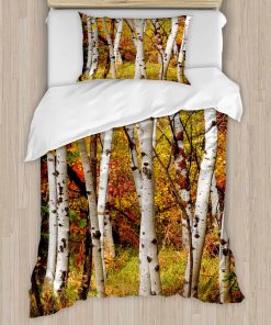 Juego de Funda Nórdica Ambesonne Fall, Árboles de Abedul