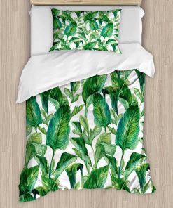 Juego de Funda nórdica Ambesonne Leaf, Romántica Isla de