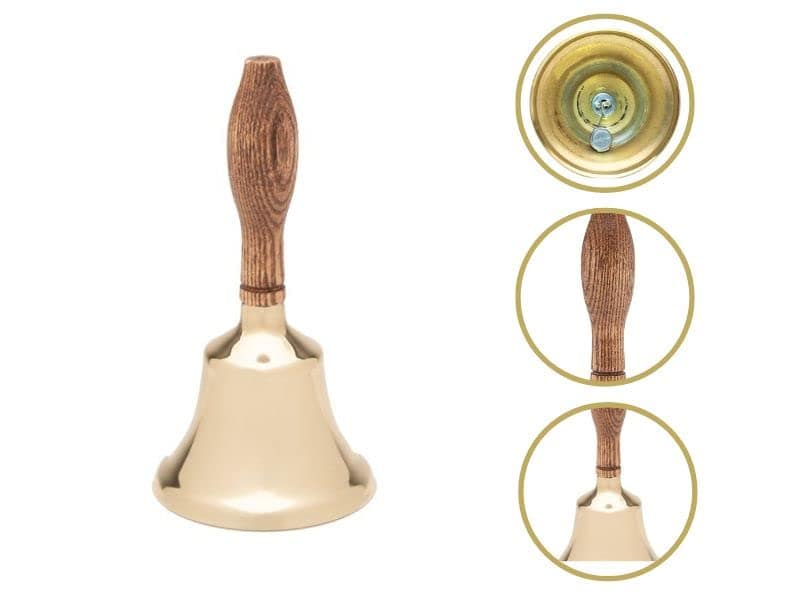 Campana de mano sólida Bevin Bells con mango de madera, - Imagen 10