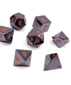 Conjunto de 7 Dados Poliédricos de Metal Negro Lava por