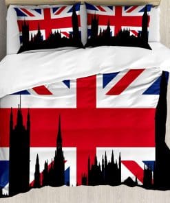 Juego de Funda nórdica Ambesonne Union Jack, Silueta de las
