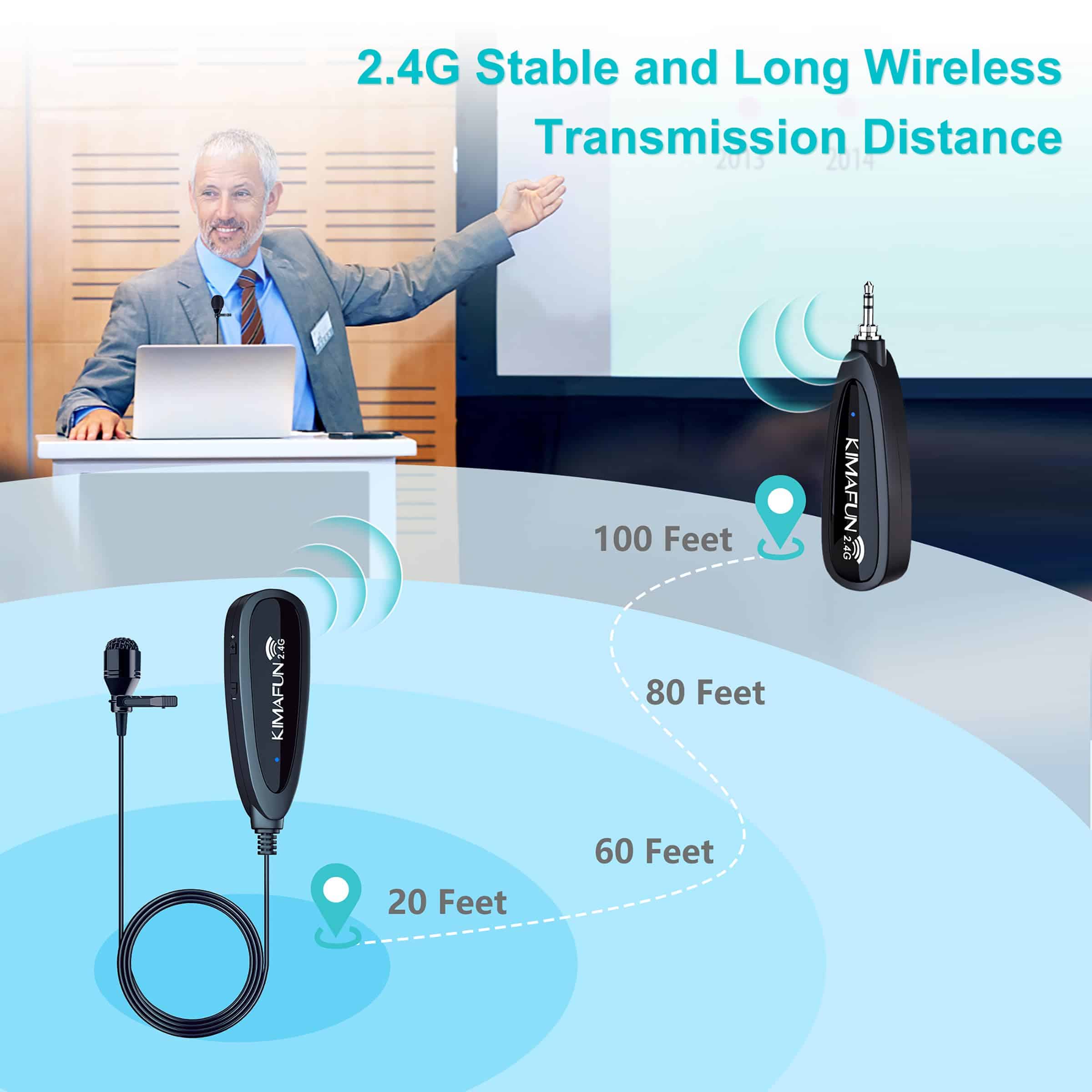 Sistema de micrófono inalámbrico KIMAFUN, micrófono de - Imagen 3