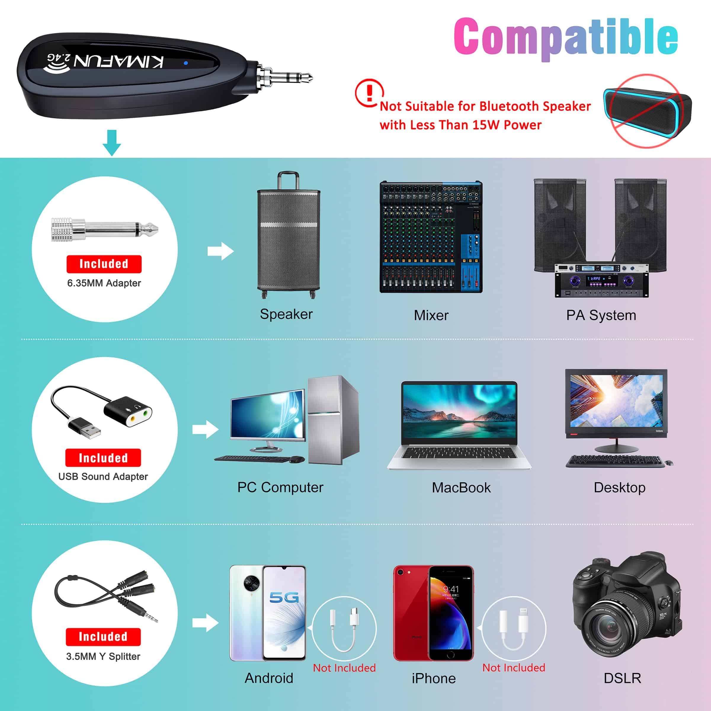Sistema de micrófono inalámbrico KIMAFUN, micrófono de - Imagen 4