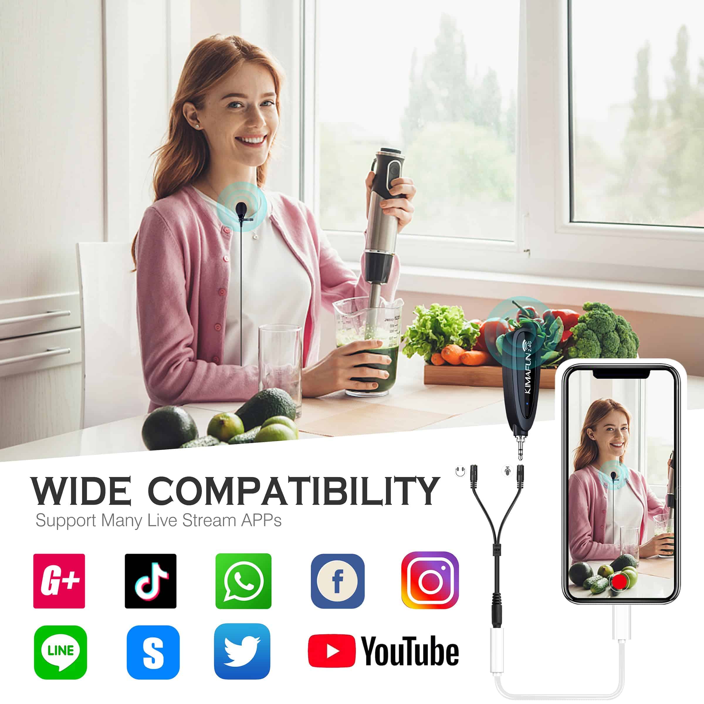 Sistema de micrófono inalámbrico KIMAFUN, micrófono de - Imagen 5