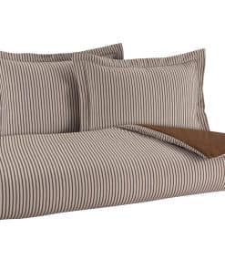 Set de Funda Nórdica Reversible de Franela -Rayas Café