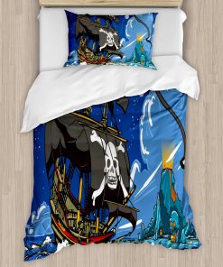 Juego de Funda Nórdica Ambesonne Pirata, Aventura en Aguas