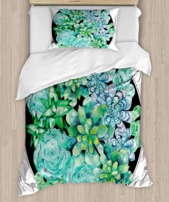 Juego de Funda nórdica Ambesonne Suculentos, Diseño de