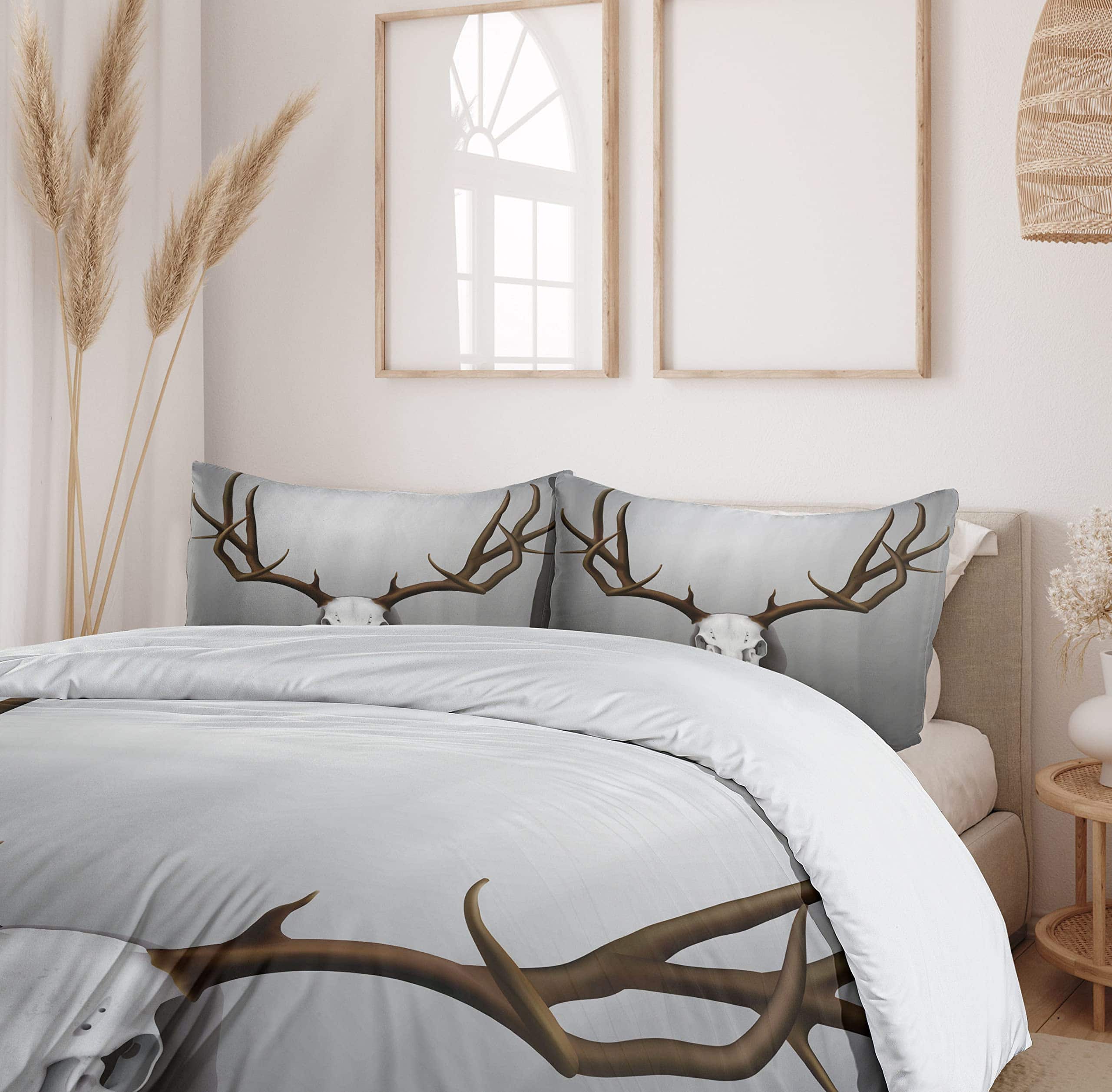 Funda nórdica Ambesonne Antler, Realista cráneo de ciervo - Imagen 7
