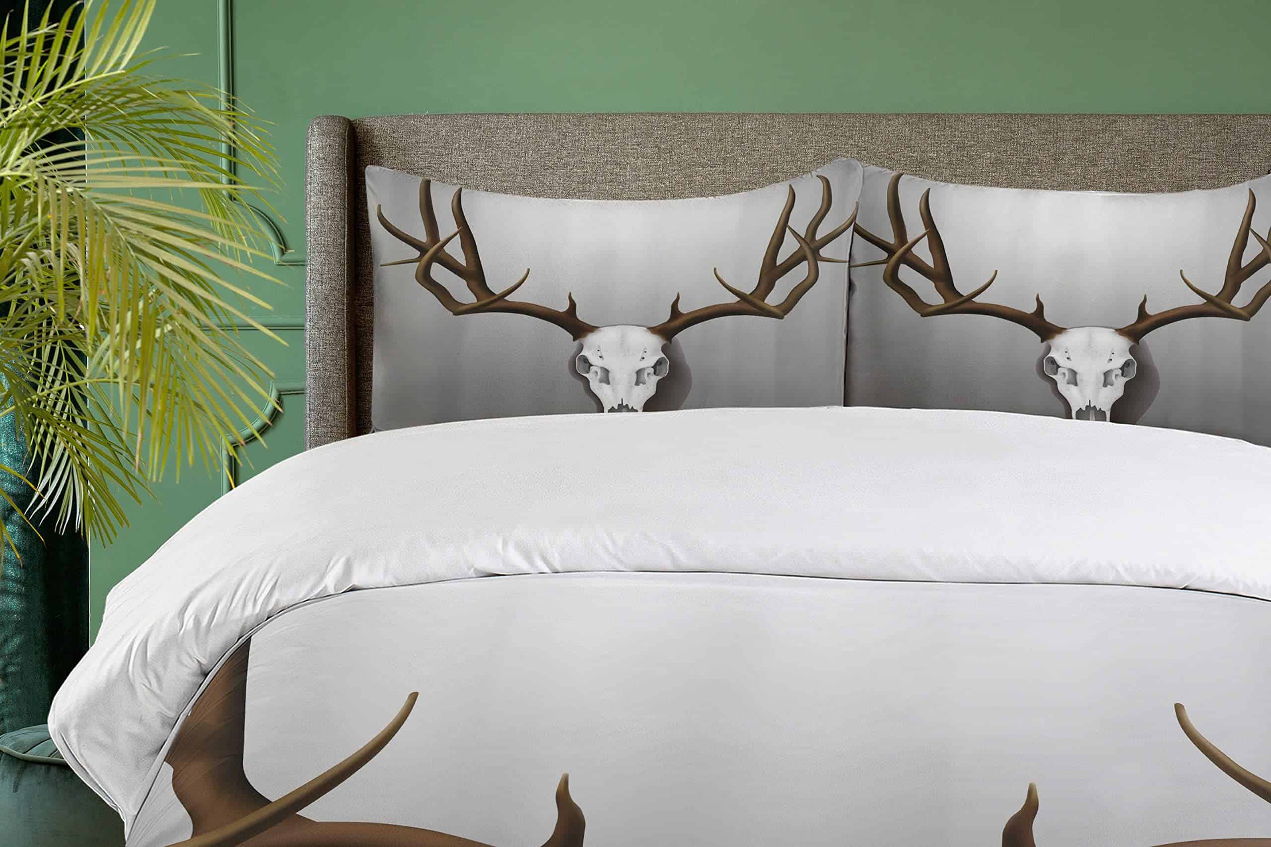 Funda nórdica Ambesonne Antler, Realista cráneo de ciervo - Imagen 4