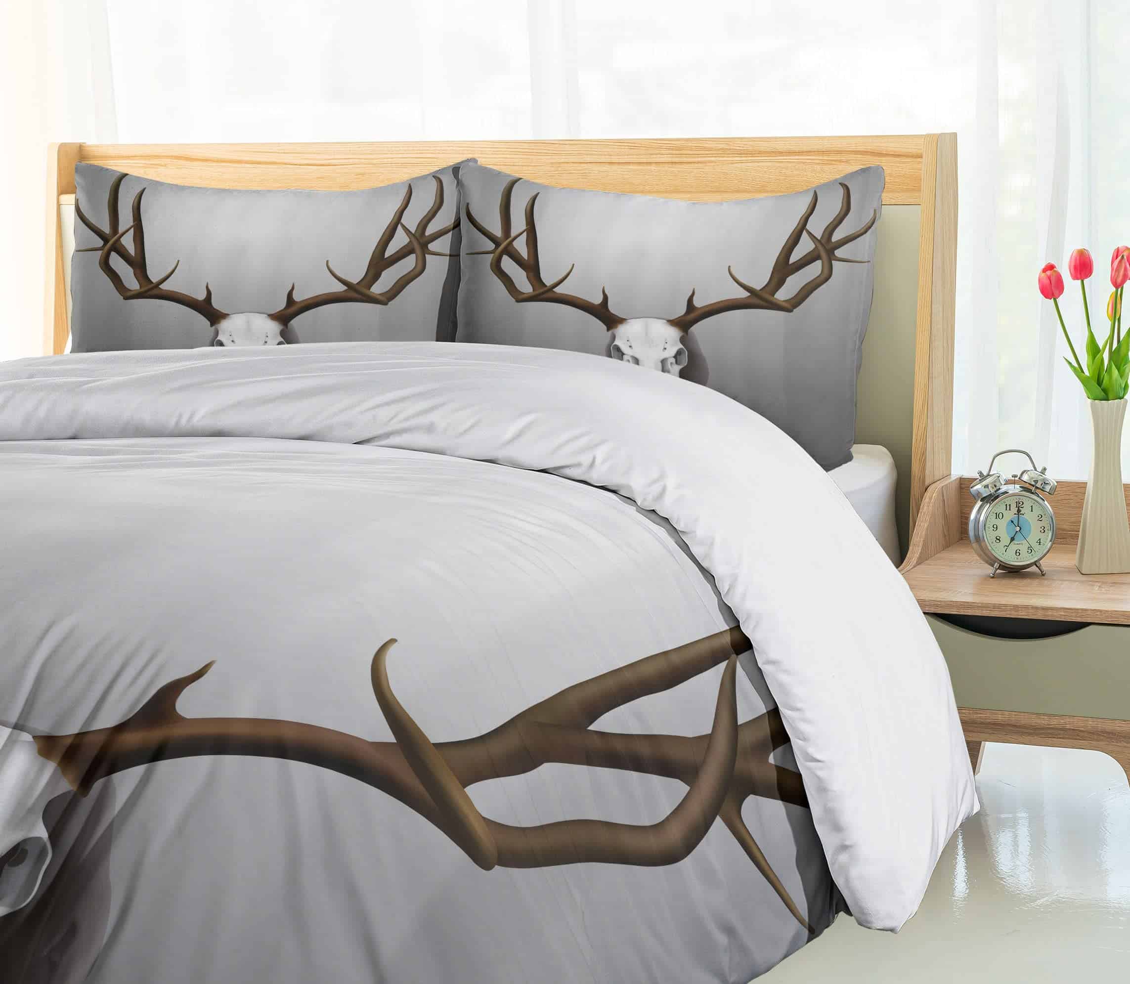 Funda nórdica Ambesonne Antler, Realista cráneo de ciervo - Imagen 5