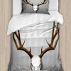 Funda nórdica Ambesonne Antler, Realista cráneo de ciervo