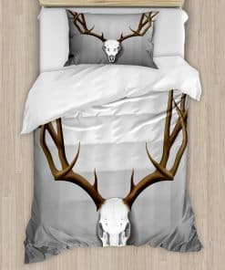 Funda nórdica Ambesonne Antler, Realista cráneo de ciervo