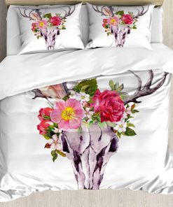 Juego de Funda de Edredón Ambesonne Antler, Cráneo de