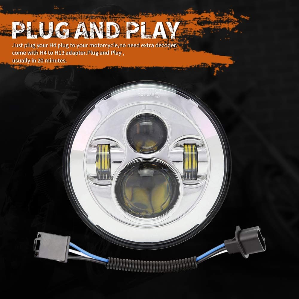 Faro LED para motocicleta de 7 pulgadas DOT compatible con - Imagen 4