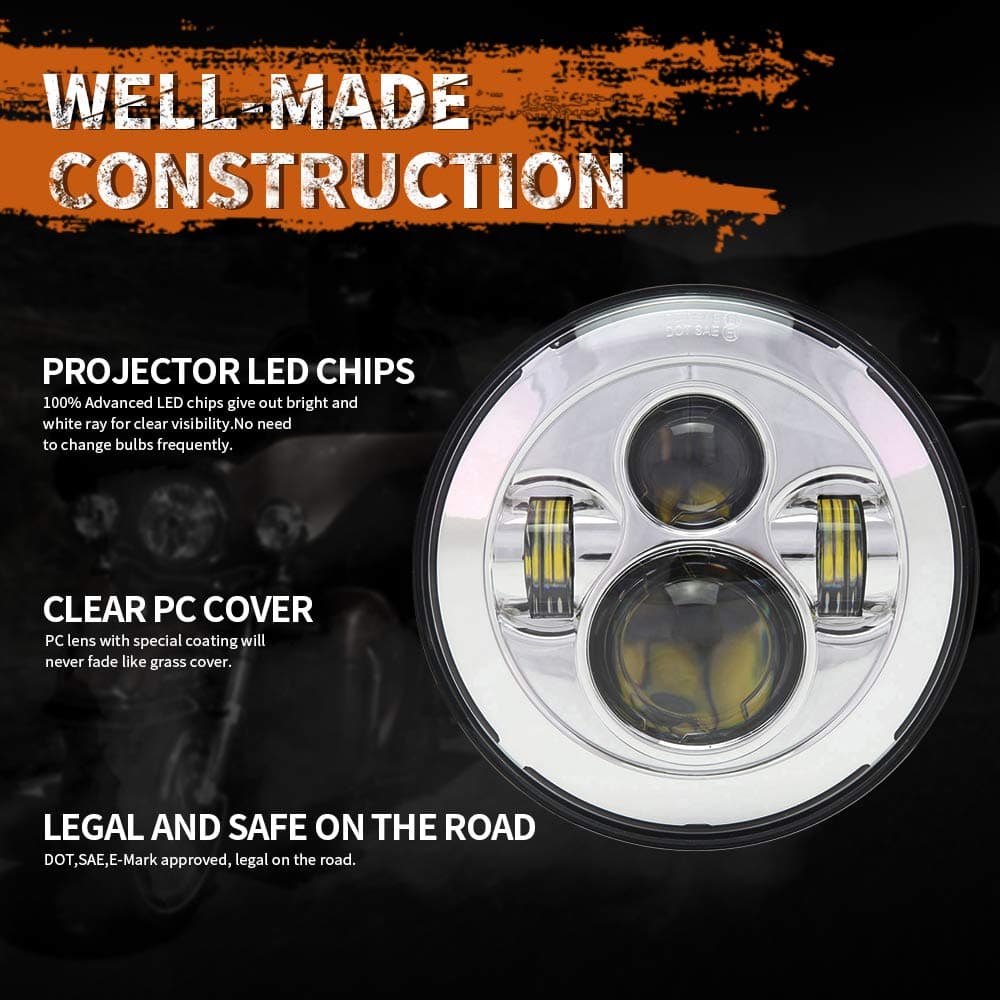 Faro LED para motocicleta de 7 pulgadas DOT compatible con - Imagen 3
