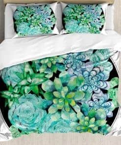 Juego de Funda Nórdica Ambesonne Suculentas, Diseño de