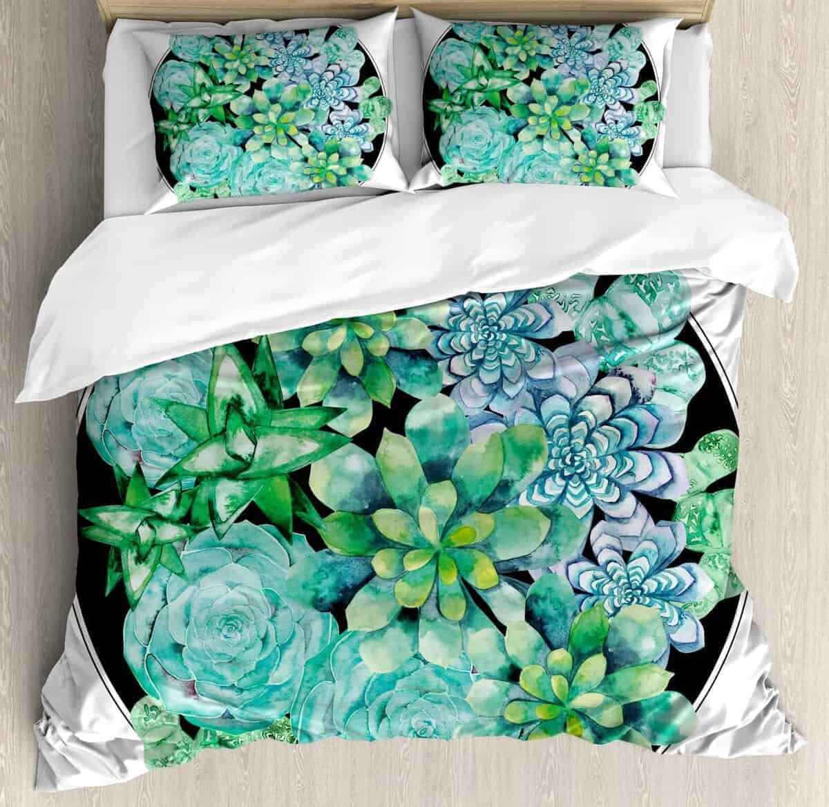 Juego de Funda Nórdica Ambesonne Suculentas, Diseño de