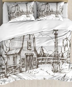 Juego de Funda Nórdica Ambesonne Windmill, Ilustración de