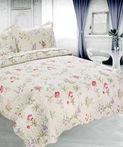 Colcha de Verano con Estampado Floral Rico y Acolchado en