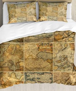 Juego de Funda de Edredón Ambesonne World Map, Collage con