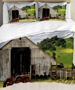 Juego de Funda Nórdica Rústica Ambesonne, Antiguo Granero