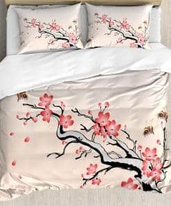 Juego de Funda nórdica Ambesonne Nature, Rama de Cerezo en