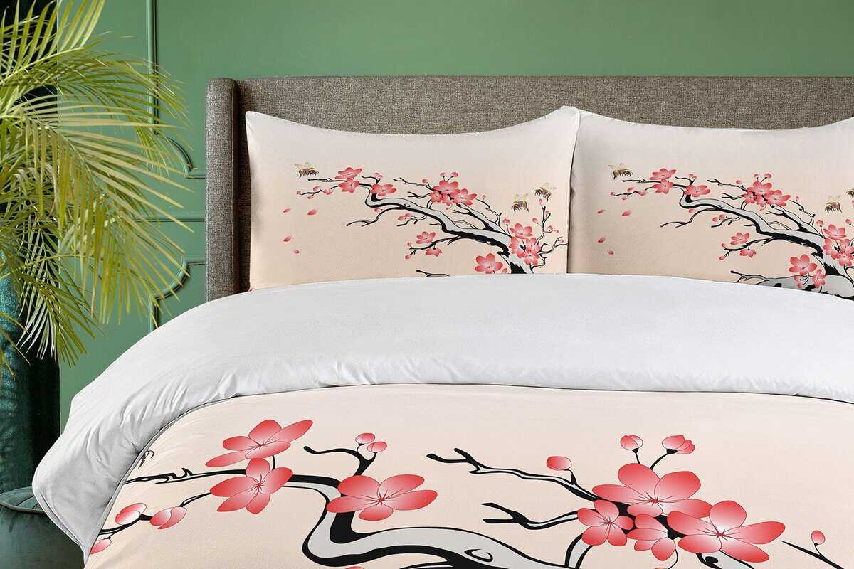 Juego de Funda nórdica Ambesonne Nature, Rama de Cerezo en - Imagen 4