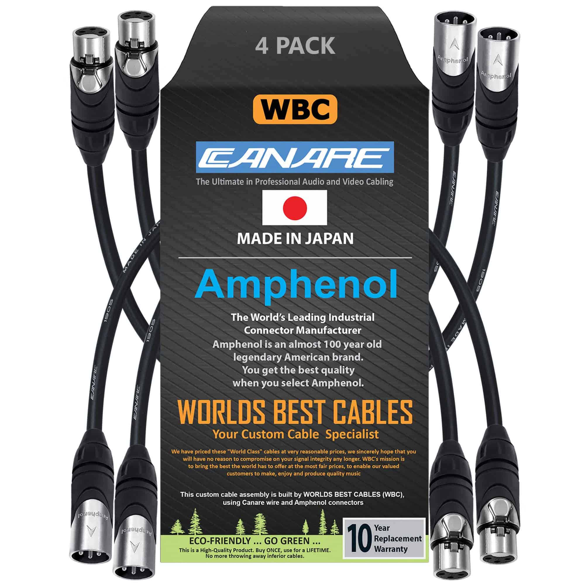 4 unidades - 1 pie - Canare L-4E6S, Star Quad Cables de